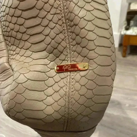 GiGi New York Snake skin Embossed Large Tote, color Taupe - Picture 4 of 9